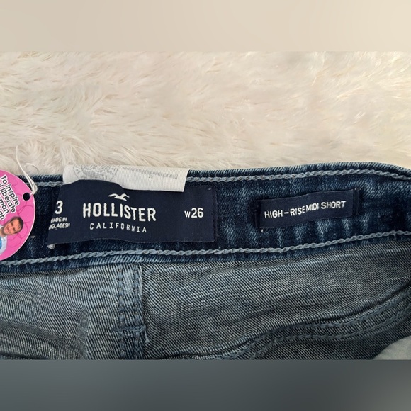 Hollister Blue Jean High Rise Midi Shorts Customized - Size 3 - Picture 3 of 5